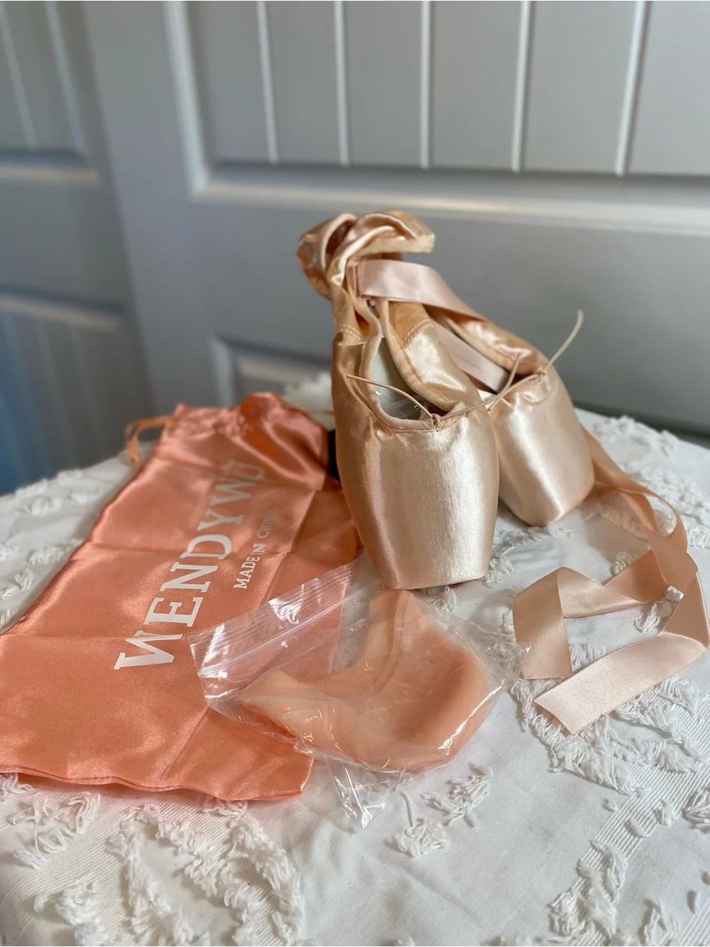 New!  Ballet Pointe Shoes Set - Blush Pink Satin with Ribbons